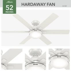 Hardaway 52 in. LED Indoor Fresh White Ceiling Fan with Light Kit and Remote Included by Hunter -Hunter Sales fresh white hunter ceiling fans with lights 51729 1d 1000