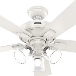 Crestfield 52 in. Indoor Fresh White Ceiling Fan with Light Kit and Remote by Hunter -Hunter Sales fresh white hunter ceiling fans with lights 51859 d4 1000