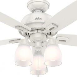 Donegan 44 in. LED 3-Light Indoor Fresh White Ceiling Fan by Hunter -Hunter Sales fresh white hunter ceiling fans with lights 52229 40 1000
