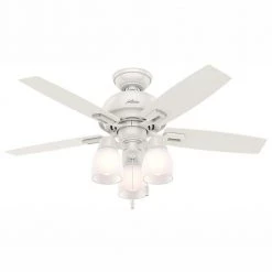 Donegan 44 in. LED 3-Light Indoor Fresh White Ceiling Fan by Hunter