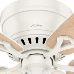Oakhurst II 52 in. Low Profile LED Indoor Fresh White Ceiling Fan with Light Kit by Hunter -Hunter Sales fresh white hunter ceiling fans with lights 52302 1d 1000
