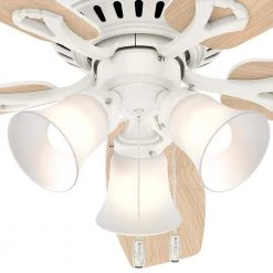 Oakhurst II 52 in. Low Profile LED Indoor Fresh White Ceiling Fan with Light Kit by Hunter -Hunter Sales fresh white hunter ceiling fans with lights 52302 40 1000