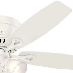 Oakhurst II 52 in. Low Profile LED Indoor Fresh White Ceiling Fan with Light Kit by Hunter -Hunter Sales fresh white hunter ceiling fans with lights 52302 44 1000