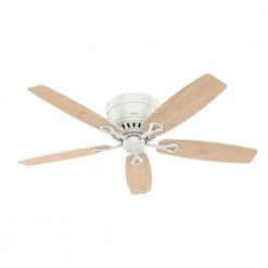 Oakhurst II 52 in. Low Profile LED Indoor Fresh White Ceiling Fan with Light Kit by Hunter -Hunter Sales fresh white hunter ceiling fans with lights 52302 77 1000
