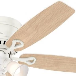 Oakhurst II 52 in. Low Profile LED Indoor Fresh White Ceiling Fan with Light Kit by Hunter -Hunter Sales fresh white hunter ceiling fans with lights 52302 a0 1000