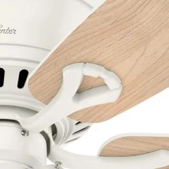 Oakhurst II 52 in. Low Profile LED Indoor Fresh White Ceiling Fan with Light Kit by Hunter -Hunter Sales fresh white hunter ceiling fans with lights 52302 fa 1000