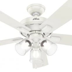 Crestfield 52 in. LED Indoor Fresh White Ceiling Fan with 3-Light Kit by Hunter -Hunter Sales fresh white hunter ceiling fans with lights 54204 1d 1000