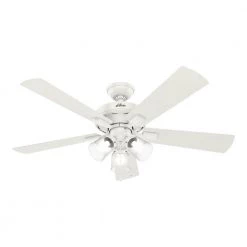 Crestfield 52 in. LED Indoor Fresh White Ceiling Fan with 3-Light Kit by Hunter