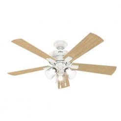 Crestfield 52 in. LED Indoor Fresh White Ceiling Fan with 3-Light Kit by Hunter -Hunter Sales fresh white hunter ceiling fans with lights 54204 76 1000