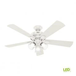 Crestfield 52 in. LED Indoor Fresh White Ceiling Fan with 3-Light Kit by Hunter -Hunter Sales fresh white hunter ceiling fans with lights 54204 d4 1000
