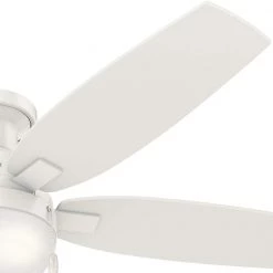 Duncan 52 in. LED Indoor Fresh White Flush Mount Ceiling Fan with Light by Hunter -Hunter Sales fresh white hunter ceiling fans with lights 59186 1d 1000