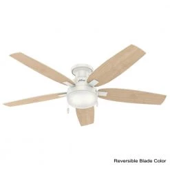 Duncan 52 in. LED Indoor Fresh White Flush Mount Ceiling Fan with Light by Hunter -Hunter Sales fresh white hunter ceiling fans with lights 59186 40 1000