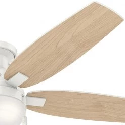 Duncan 52 in. LED Indoor Fresh White Flush Mount Ceiling Fan with Light by Hunter -Hunter Sales fresh white hunter ceiling fans with lights 59186 66 1000