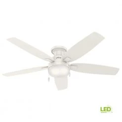 Duncan 52 in. LED Indoor Fresh White Flush Mount Ceiling Fan with Light by Hunter -Hunter Sales fresh white hunter ceiling fans with lights 59186 76 1000