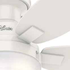 Duncan 52 in. LED Indoor Fresh White Flush Mount Ceiling Fan with Light by Hunter -Hunter Sales fresh white hunter ceiling fans with lights 59186 77 1000