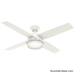 Dempsey 52 in. LED Indoor Fresh White Ceiling Fan with Light Kit and Universal Remote by Hunter -Hunter Sales fresh white hunter ceiling fans with lights 59217 40 1000