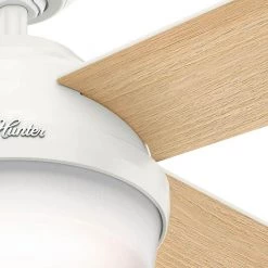 Dempsey 52 in. LED Indoor Fresh White Ceiling Fan with Light Kit and Universal Remote by Hunter -Hunter Sales fresh white hunter ceiling fans with lights 59217 77 1000