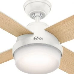 Dempsey 52 in. LED Indoor Fresh White Ceiling Fan with Light Kit and Universal Remote by Hunter -Hunter Sales fresh white hunter ceiling fans with lights 59217 c3 1000