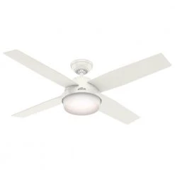 Dempsey 52 in. LED Indoor Fresh White Ceiling Fan with Light Kit and Universal Remote by Hunter -Hunter Sales fresh white hunter ceiling fans with lights 59217 fa 1000
