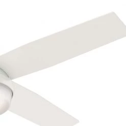 Dempsey 52 in. Low Profile LED Indoor Fresh White Ceiling Fan with Universal Remote by Hunter -Hunter Sales fresh white hunter ceiling fans with lights 59242 1d 1000