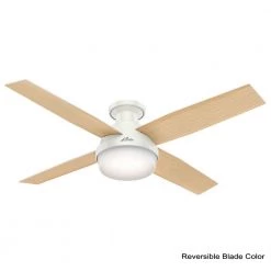 Dempsey 52 in. Low Profile LED Indoor Fresh White Ceiling Fan with Universal Remote by Hunter -Hunter Sales fresh white hunter ceiling fans with lights 59242 40 1000
