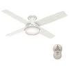Dempsey 52 in. Low Profile LED Indoor Fresh White Ceiling Fan with Universal Remote by Hunter -Hunter Sales fresh white hunter ceiling fans with lights 59242 64 1000