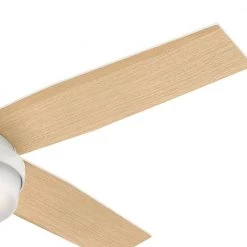 Dempsey 52 in. Low Profile LED Indoor Fresh White Ceiling Fan with Universal Remote by Hunter -Hunter Sales fresh white hunter ceiling fans with lights 59242 66 1000
