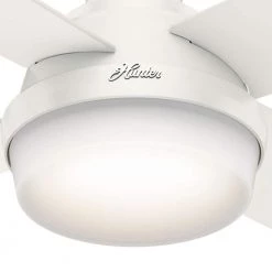 Dempsey 52 in. Low Profile LED Indoor Fresh White Ceiling Fan with Universal Remote by Hunter -Hunter Sales fresh white hunter ceiling fans with lights 59242 a0 1000