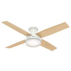 Dempsey 52 in. Low Profile LED Indoor Fresh White Ceiling Fan with Universal Remote by Hunter -Hunter Sales fresh white hunter ceiling fans with lights 59242 fa 1000