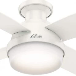 Dempsey 44 in. Low Profile LED Indoor Fresh White Ceiling Fan with Universal Remote by Hunter 25 Dempsey 44 in. Low Profile LED Indoor Fresh White Ceiling Fan with Universal Remote by Hunter -Hunter Sales fresh white hunter ceiling fans with lights 59244 1f 1000