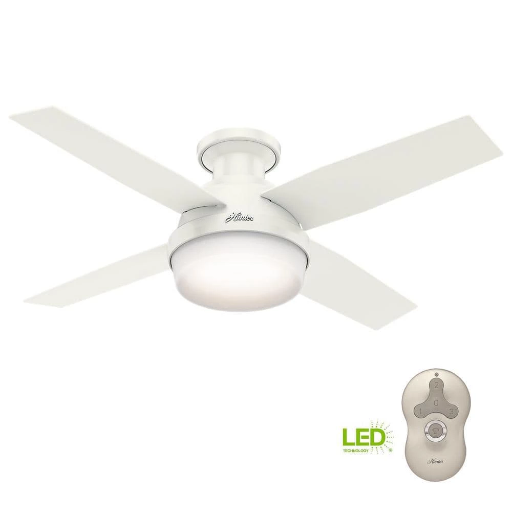 Dempsey 44 in. Low Profile LED Indoor Fresh White Ceiling Fan with Universal Remote by Hunter 16 Dempsey 44 in. Low Profile LED Indoor Fresh White Ceiling Fan with Universal Remote by Hunter - Image 14