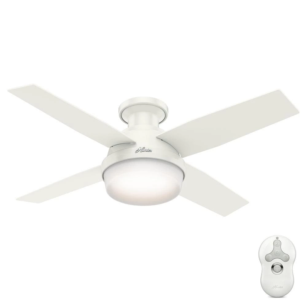 Dempsey 44 in. Low Profile LED Indoor Fresh White Ceiling Fan with Universal Remote by Hunter 3 Dempsey 44 in. Low Profile LED Indoor Fresh White Ceiling Fan with Universal Remote by Hunter