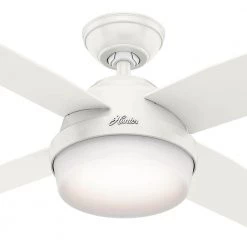 Dempsey 44 in. LED Indoor Fresh White Ceiling Fan with Universal Remote by Hunter -Hunter Sales fresh white hunter ceiling fans with lights 59246 1f 1000