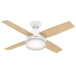 Dempsey 44 in. LED Indoor Fresh White Ceiling Fan with Universal Remote by Hunter -Hunter Sales fresh white hunter ceiling fans with lights 59246 40 1000