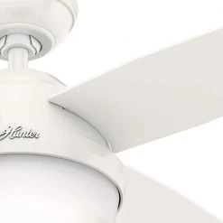 Dempsey 44 in. LED Indoor Fresh White Ceiling Fan with Universal Remote by Hunter -Hunter Sales fresh white hunter ceiling fans with lights 59246 4f 1000