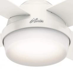 Dempsey 44 in. LED Indoor Fresh White Ceiling Fan with Universal Remote by Hunter -Hunter Sales fresh white hunter ceiling fans with lights 59246 66 1000