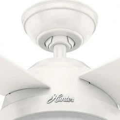 Dempsey 52 in. LED Indoor/Outdoor Fresh White Ceiling Fan with Light Kit and Remote by Hunter -Hunter Sales fresh white hunter ceiling fans with lights 59252 1d 1000