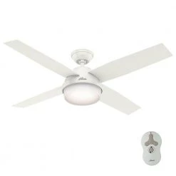 Dempsey 52 in. LED Indoor/Outdoor Fresh White Ceiling Fan with Light Kit and Remote by Hunter