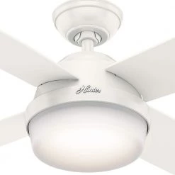 Dempsey 52 in. LED Indoor/Outdoor Fresh White Ceiling Fan with Light Kit and Remote by Hunter -Hunter Sales fresh white hunter ceiling fans with lights 59252 a0 1000