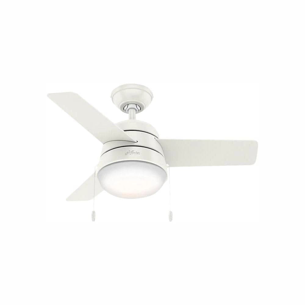 Aker 36 in. LED Indoor Fresh White Ceiling Fan with Light by Hunter 3 Aker 36 in. LED Indoor Fresh White Ceiling Fan with Light by Hunter