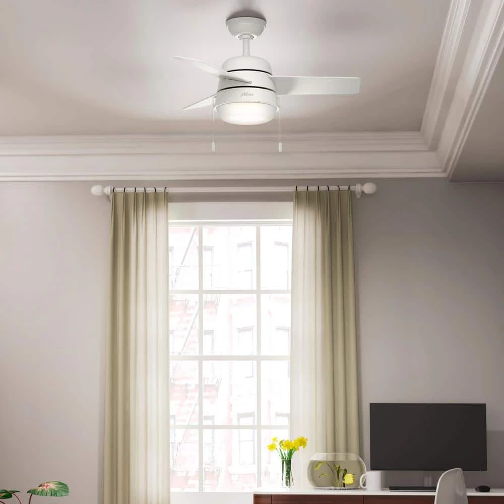 Aker 36 in. LED Indoor Fresh White Ceiling Fan with Light by Hunter 15 Aker 36 in. LED Indoor Fresh White Ceiling Fan with Light by Hunter - Image 13