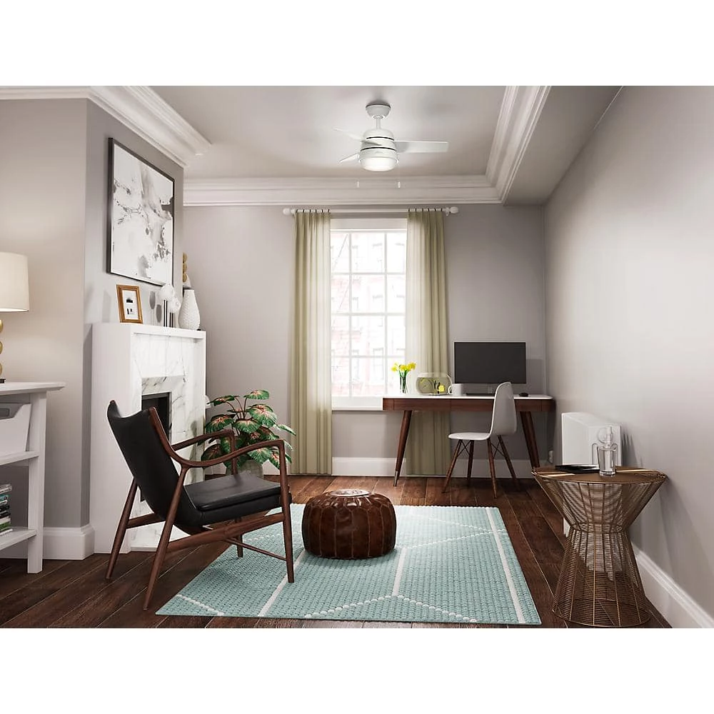 Aker 36 in. LED Indoor Fresh White Ceiling Fan with Light by Hunter 4 Aker 36 in. LED Indoor Fresh White Ceiling Fan with Light by Hunter - Image 2