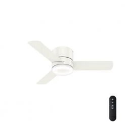Minimus 44 in. Low Profile Integrated LED Indoor Fresh White Ceiling Fan with Light Kit and Remote by Hunter