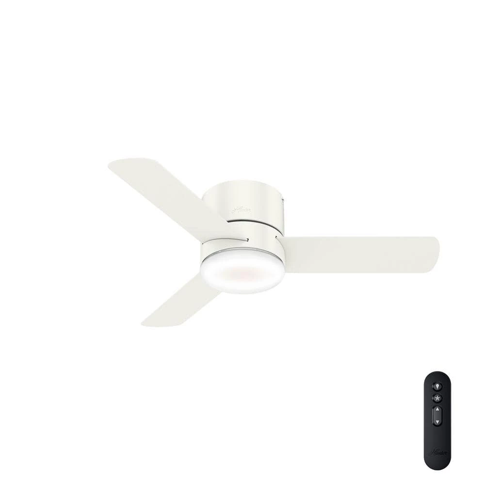 Minimus 44 in. Low Profile Integrated LED Indoor Fresh White Ceiling Fan with Light Kit and Remote by Hunter 3 Minimus 44 in. Low Profile Integrated LED Indoor Fresh White Ceiling Fan with Light Kit and Remote by Hunter