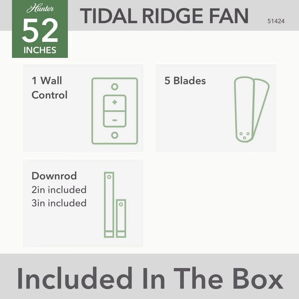 Tidal Ridge 52 in. Outdoor Fresh White Ceiling Fan with Wall Switch by Hunter 8 Tidal Ridge 52 in. Outdoor Fresh White Ceiling Fan with Wall Switch by Hunter - Image 6