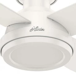 Dempsey 52 in. Low Profile No Light Indoor Fresh White Ceiling Fan with Remote by Hunter -Hunter Sales fresh white hunter ceiling fans without lights 59248 1d 1000