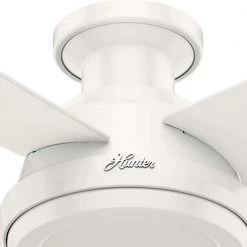 Dempsey 52 in. Low Profile No Light Indoor Fresh White Ceiling Fan with Remote by Hunter -Hunter Sales fresh white hunter ceiling fans without lights 59248 1f 1000