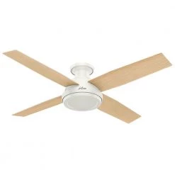 Dempsey 52 in. Low Profile No Light Indoor Fresh White Ceiling Fan with Remote by Hunter -Hunter Sales fresh white hunter ceiling fans without lights 59248 40 1000