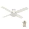 Dempsey 52 in. Low Profile No Light Indoor Fresh White Ceiling Fan with Remote by Hunter -Hunter Sales fresh white hunter ceiling fans without lights 59248 64 1000
