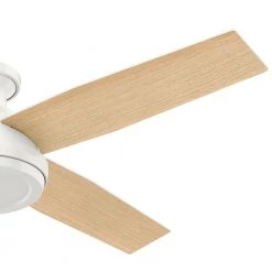 Dempsey 52 in. Low Profile No Light Indoor Fresh White Ceiling Fan with Remote by Hunter -Hunter Sales fresh white hunter ceiling fans without lights 59248 77 1000